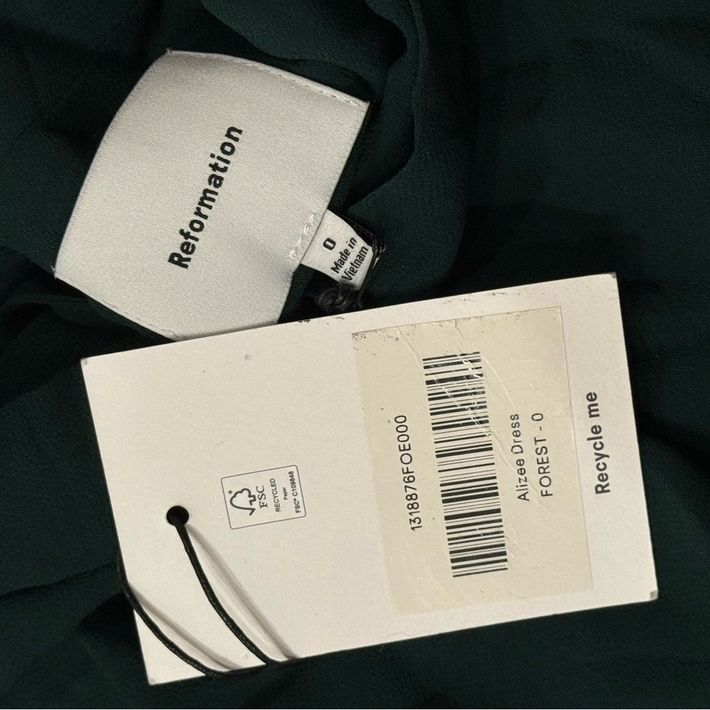 NWT Reformation Green Alizee Dress, Size 0 - Picture 7 of 7